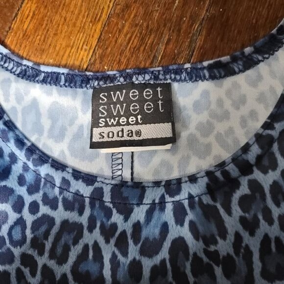 Vintage 90s Y2K Blue Leopard Edgy Punk Tie Waist Mini Dress - Picture 5 of 12